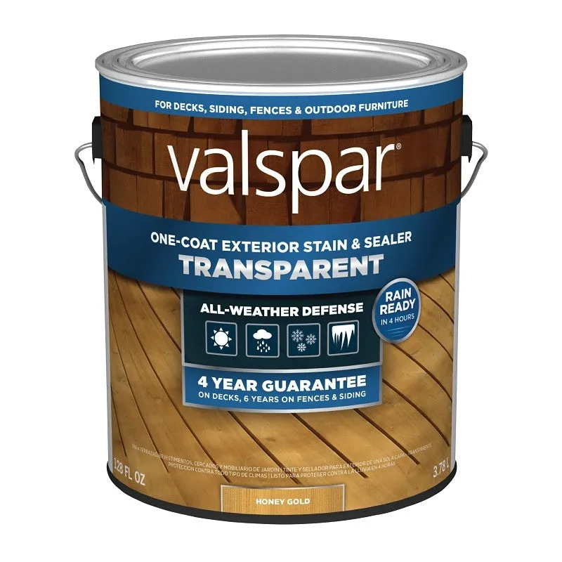 Valspar VL1028072-16 Stain and Sealer, Transparent, Honey Gold, Liquid, 1 gal (Pack of 4)