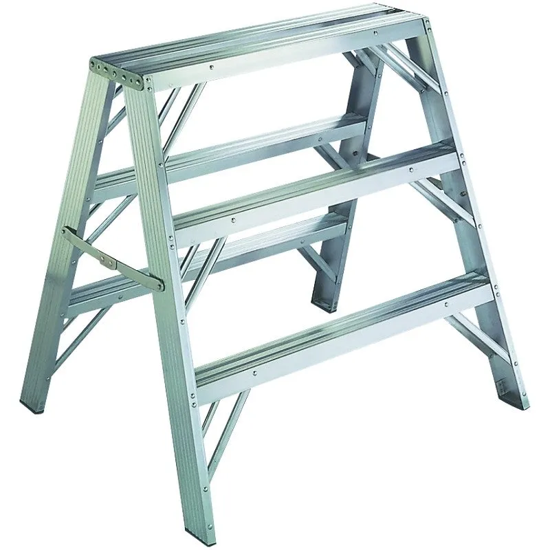 WERNER TW373-30 Work Step Ladder, 7 ft Max Reach H, 3-Step, 300 lb, Type IA Duty Rating, 3 in D Step, Aluminum