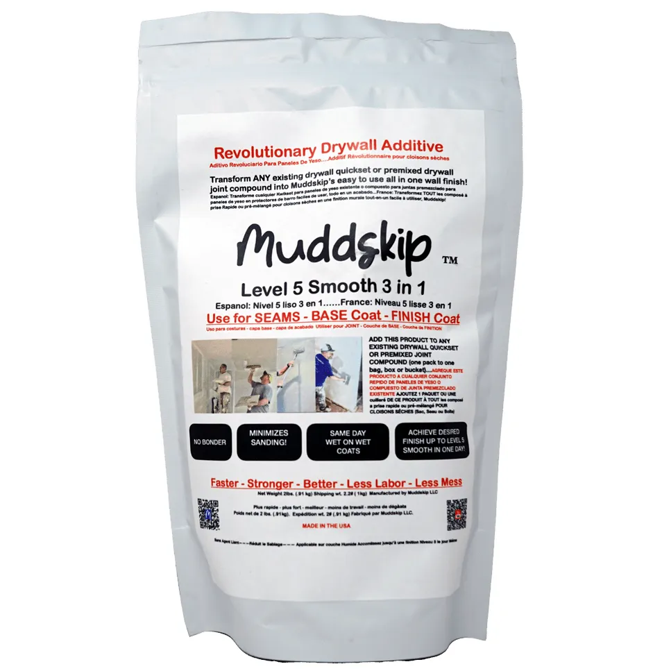 Wallboard MDSMOOTH-BAG Muddskip™ Level 5 SMOOTH 3-in-1 Drywall Additive (2lb Bag)