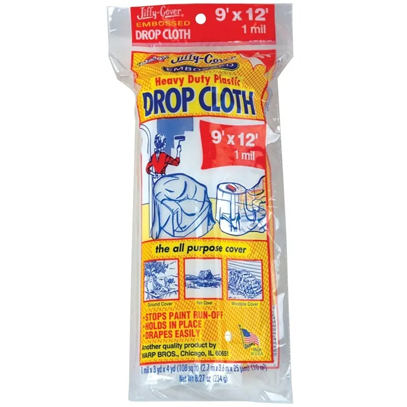 Warp’s EC-912 Drop Cloth, 1 mil Thick, 12 ft L, 9 ft W, Plastic, Clear (Pack of 24)