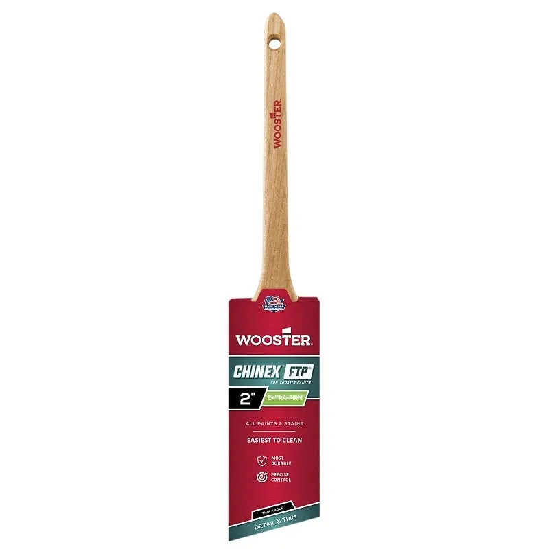 Wooster 4424-2 Paint Brush, White, Sealed Maple Wood Handle, 2 in W, Thin Angle Brush, 2-7/16 in L Bristle, Sash Handle