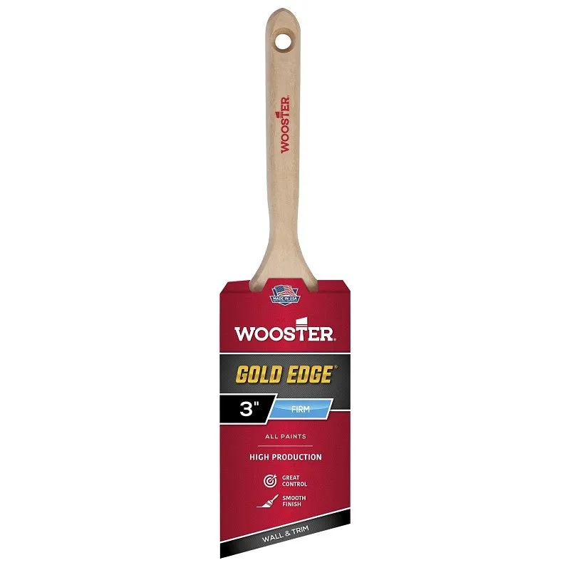 Wooster 5231-3 Paint Brush, Gold Bristle/White, Beechwood Handle, 3 in W, 2-15/16 in L Bristle, Polyester Bristle
