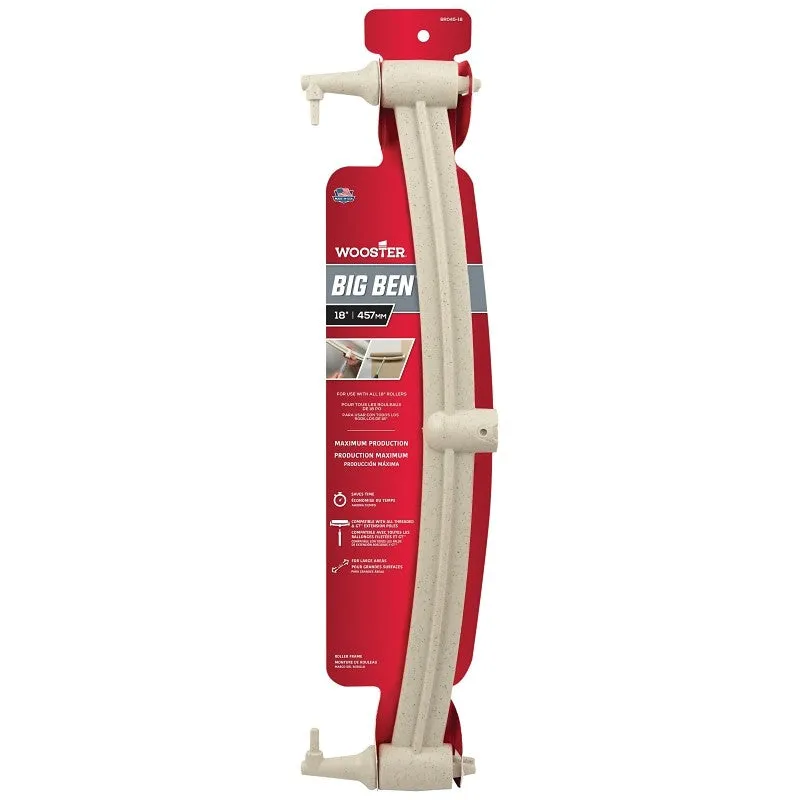 Wooster BR045-18 Roller Frame, 18 in L Roller, Polypropylene Handle, Threaded Handle