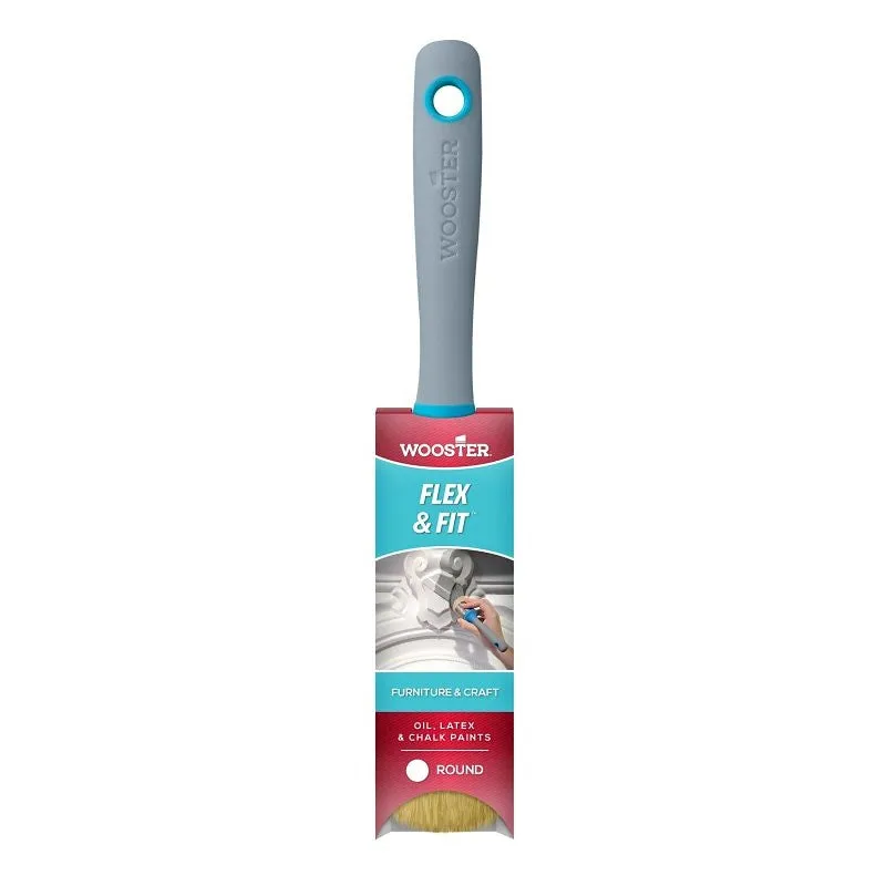 Wooster Flex and Fit Series 8714 Chalk Paint Brush, 1-1/2 in W, Round Brush, 2 in L Bristle, Polyester Bristle