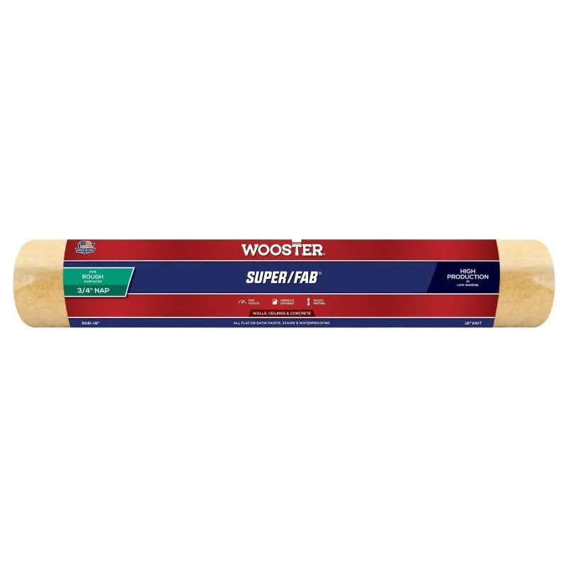 Wooster R241-18 Roller Cover, 3/4 in Thick Nap, 18 in L, Knit Fabric Cover, Golden Yellow