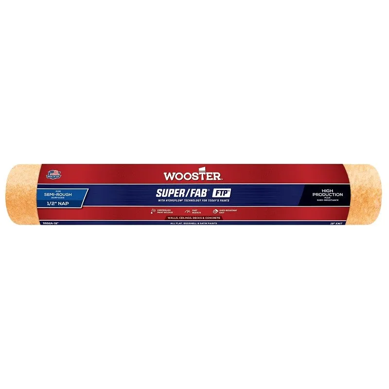 Wooster RR924-18 Roller Cover, 1/2 in Thick Nap, 18 in L, Knit Fabric Cover, Lager