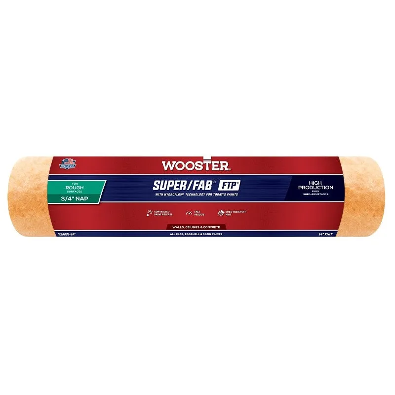 Wooster RR925-14 Roller Cover, 3/4 in Thick Nap, 14 in L, Knit Fabric Cover, Lager
