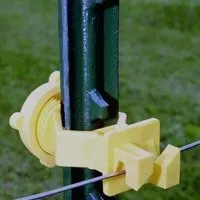 Zareba ITSOY-Z Series Screw-On Insulator, For: 1-1/4 in and 1.33 in Stubbed T-Posts, Aluminum/Polywire/Steel, Yellow