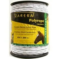 Zareba PR656W6-Z Polyrope, 656 ft L, 6-Conductor, Stainless Steel Conductor