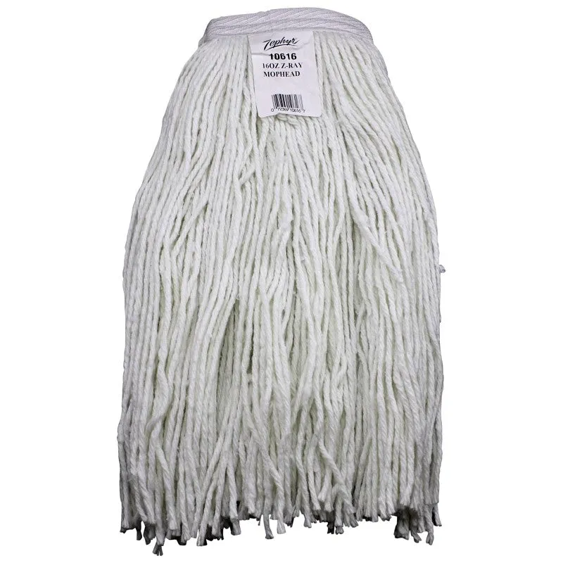 Zephyr Z-Ray 10624 Wet Mop Head, 24 oz Capacity, 1-1/4 in Headband, Rayon