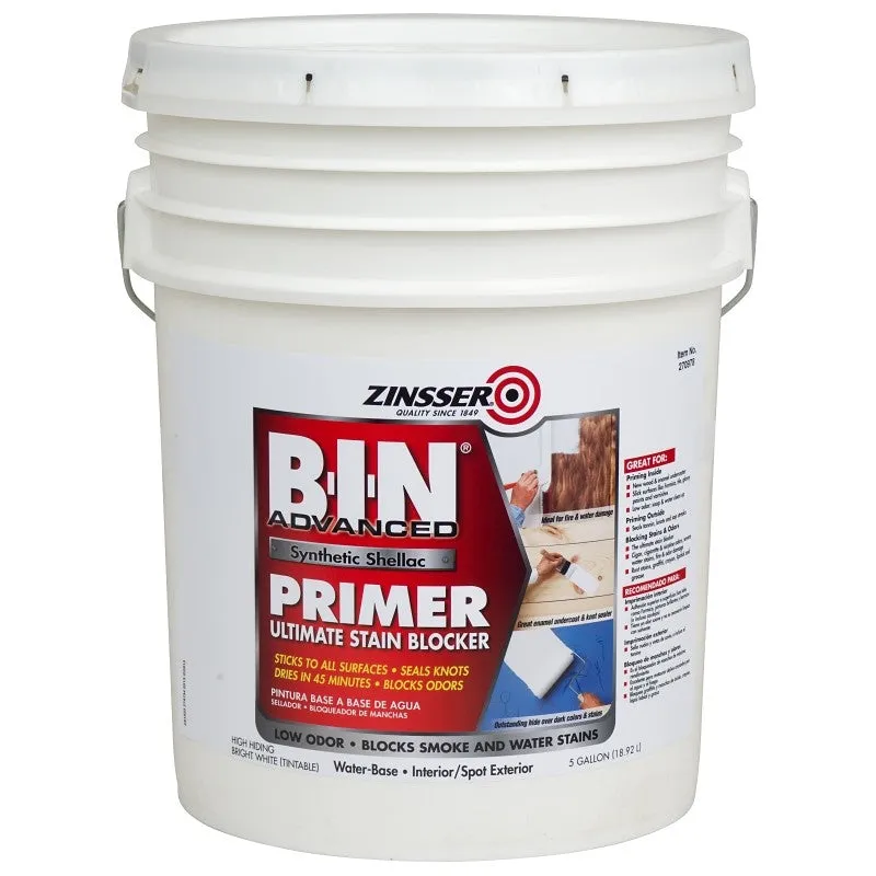 Zinsser 270978 Advanced Synthetic Primer, Flat, Matte, White, 5 gal, Pail